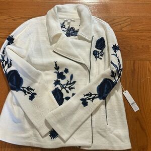 Chico’s embroidered bomber jacket